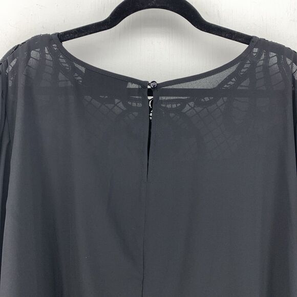 Lane Bryant Womens 26 28 Top Blouse‎ Flowy Sheer Crocheted Lace Trim Whimsigoth - Picture 6 of 8